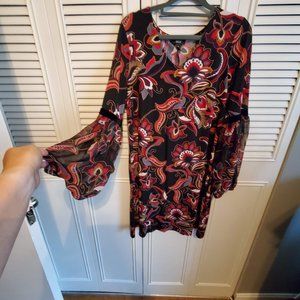 Multi color dress with bell sleeves